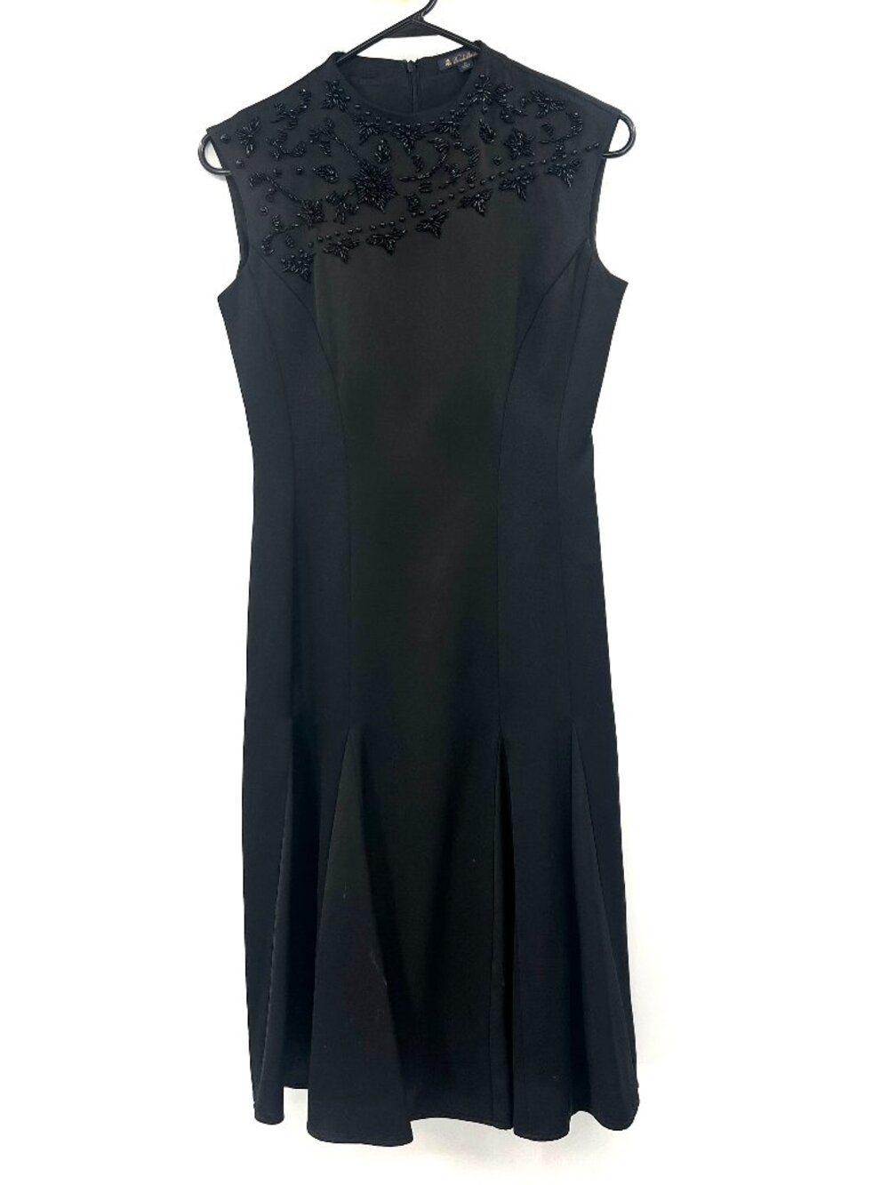Brooks Brothers Black Satin Rhinestone Embellished Dress Women's 2
